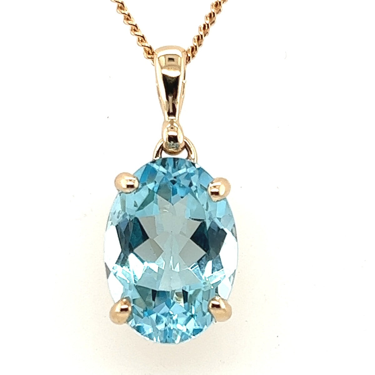 9ct Gold Blue Topaz Pendant (btpen101)