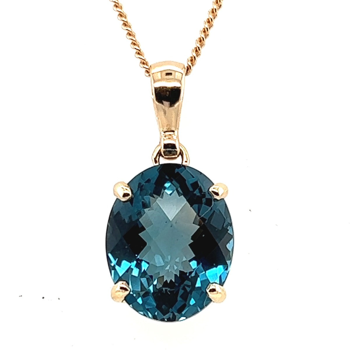 9ct Gold Blue Topaz Pendant (btpen102)