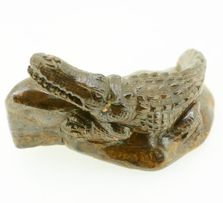 Australian Boulder Opal Crocodile carving