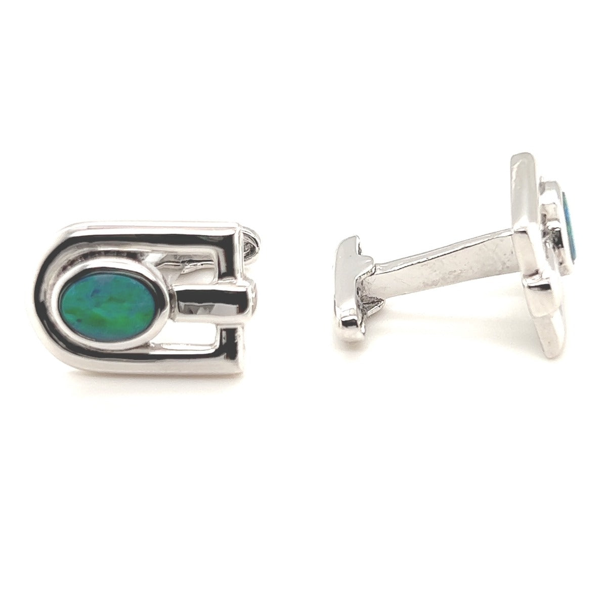 sterling silver doublet opal cufflinks