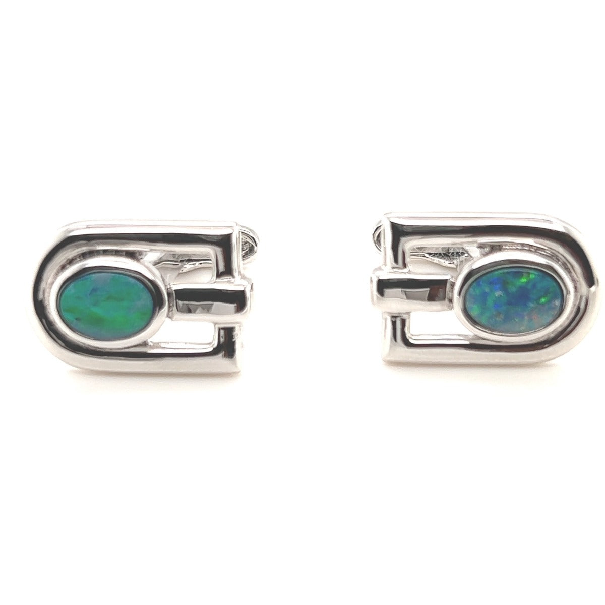 sterling silver doublet opal cufflinks (sscuff5)