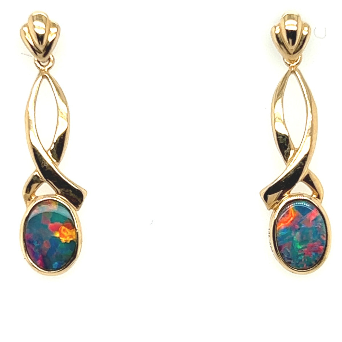 14ct Doublet Opal Drop earrings (7mmx5mm)