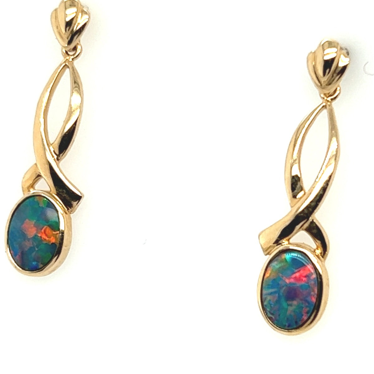 14ct Doublet Opal Drop earrings (se1001)