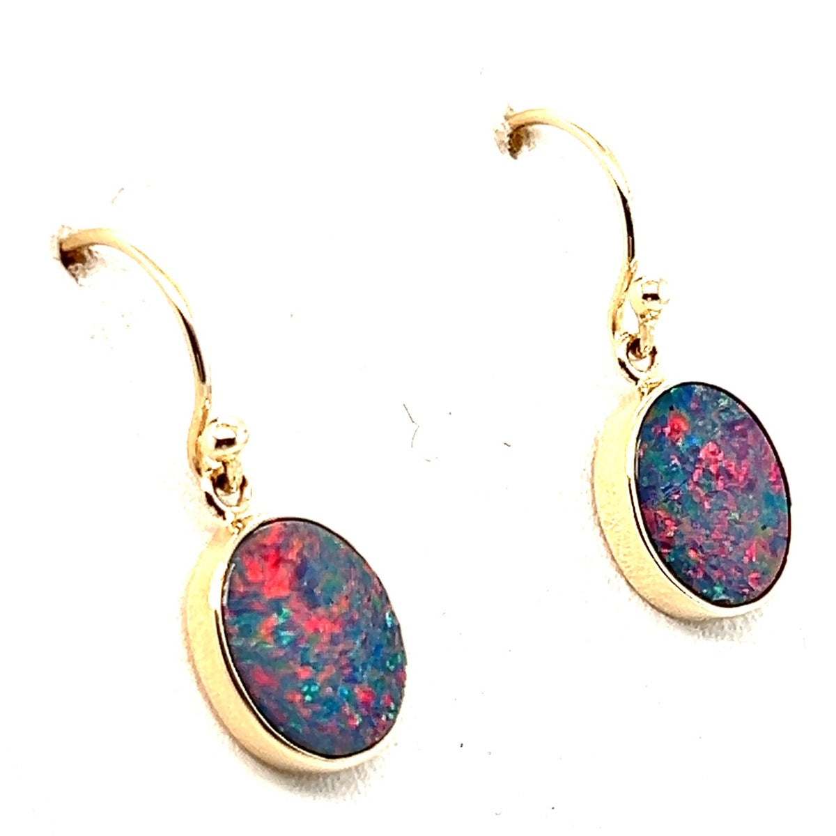 9ct Gold Doublet Opal Earrings (de100)