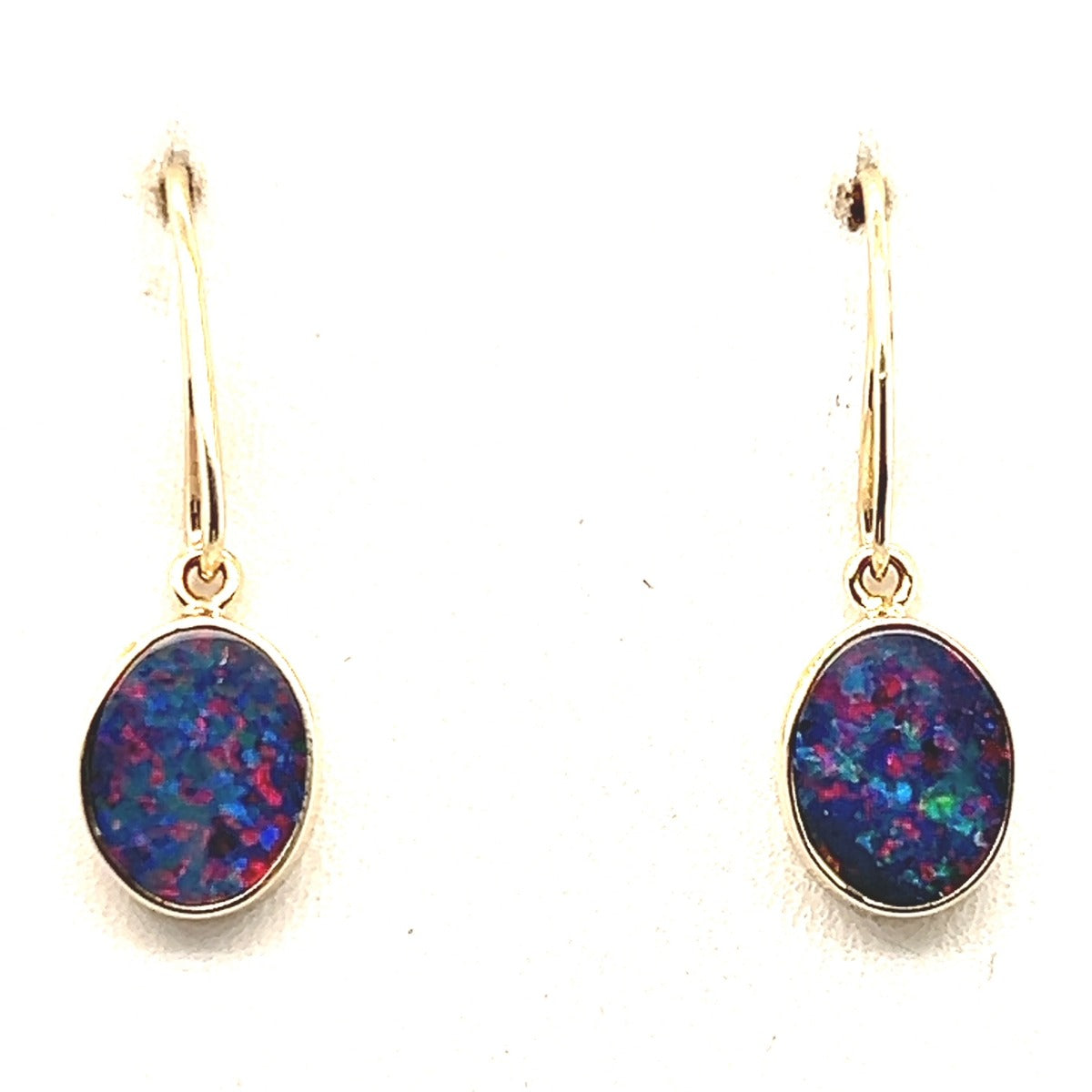 9ct Gold Doublet Opal Earrings (de105)