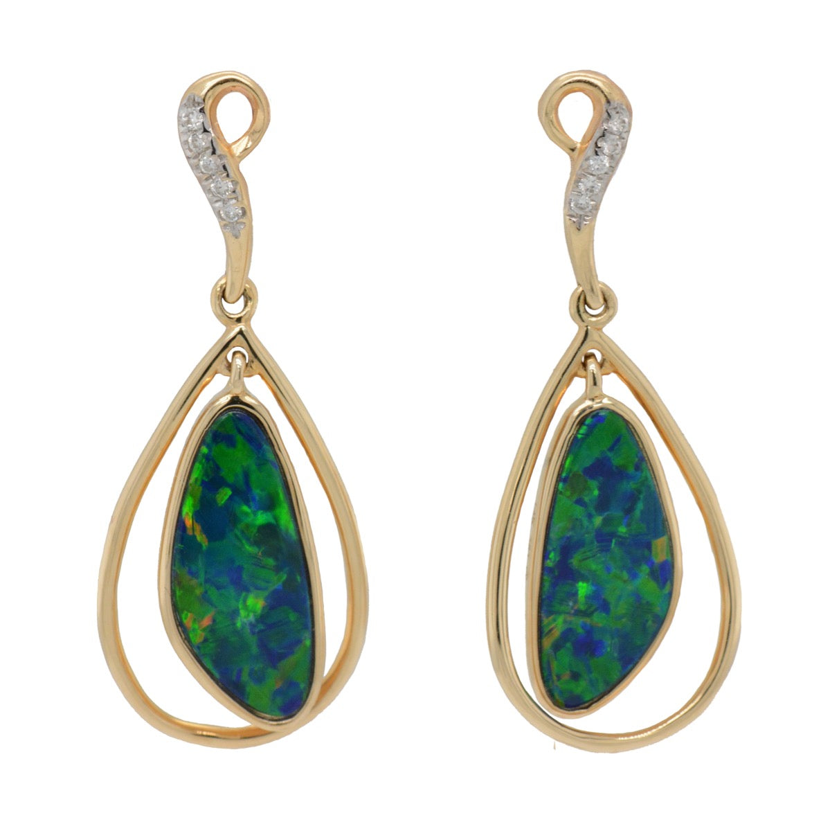 14ct Hanging Doublet Opal Earrings