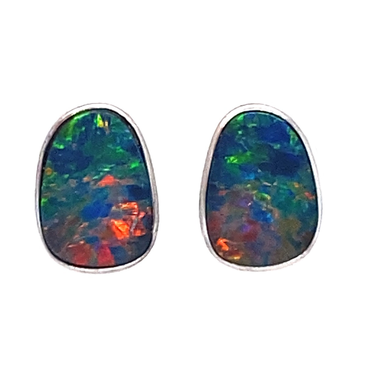 Sterling Silver Doublet Opal Earrings (DE2003)