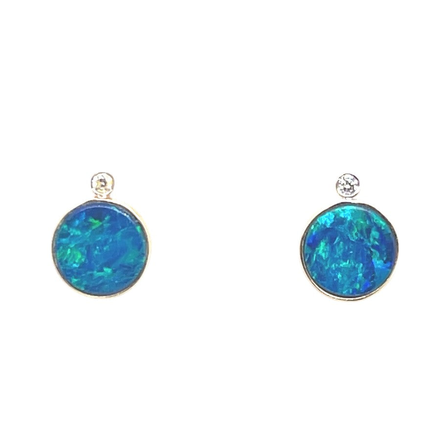 14ct Gold Doublet Opal Earrings (de1400)