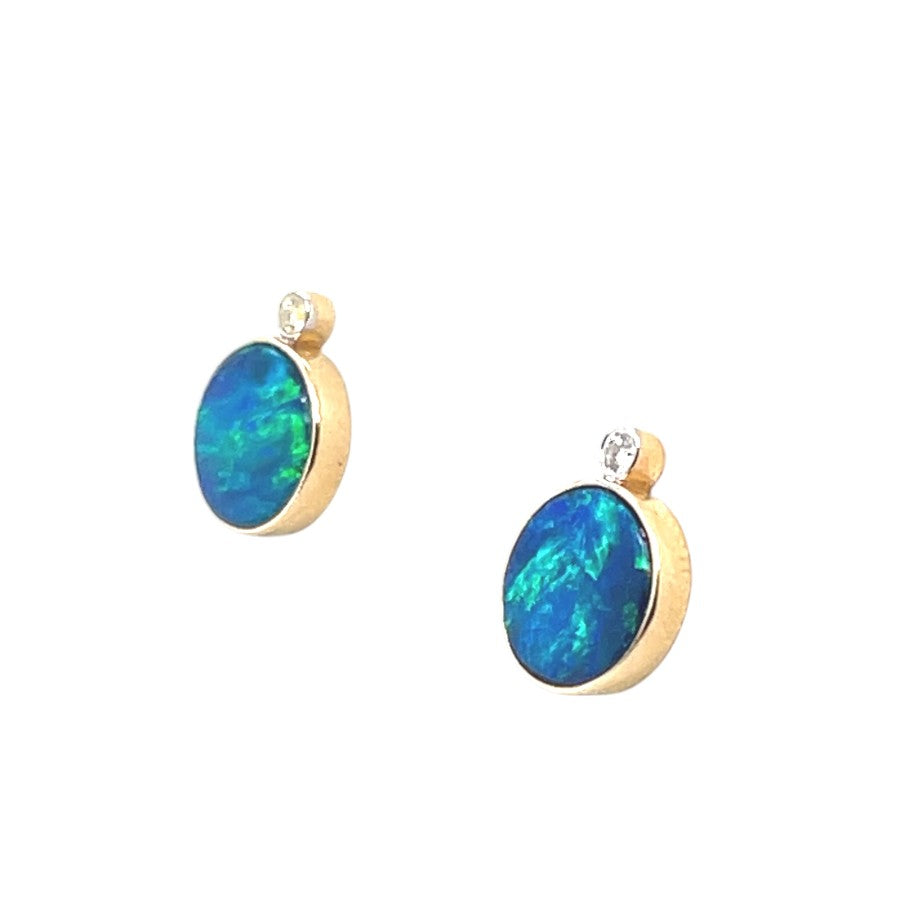 14ct Gold Doublet Opal Earrings (de1400)