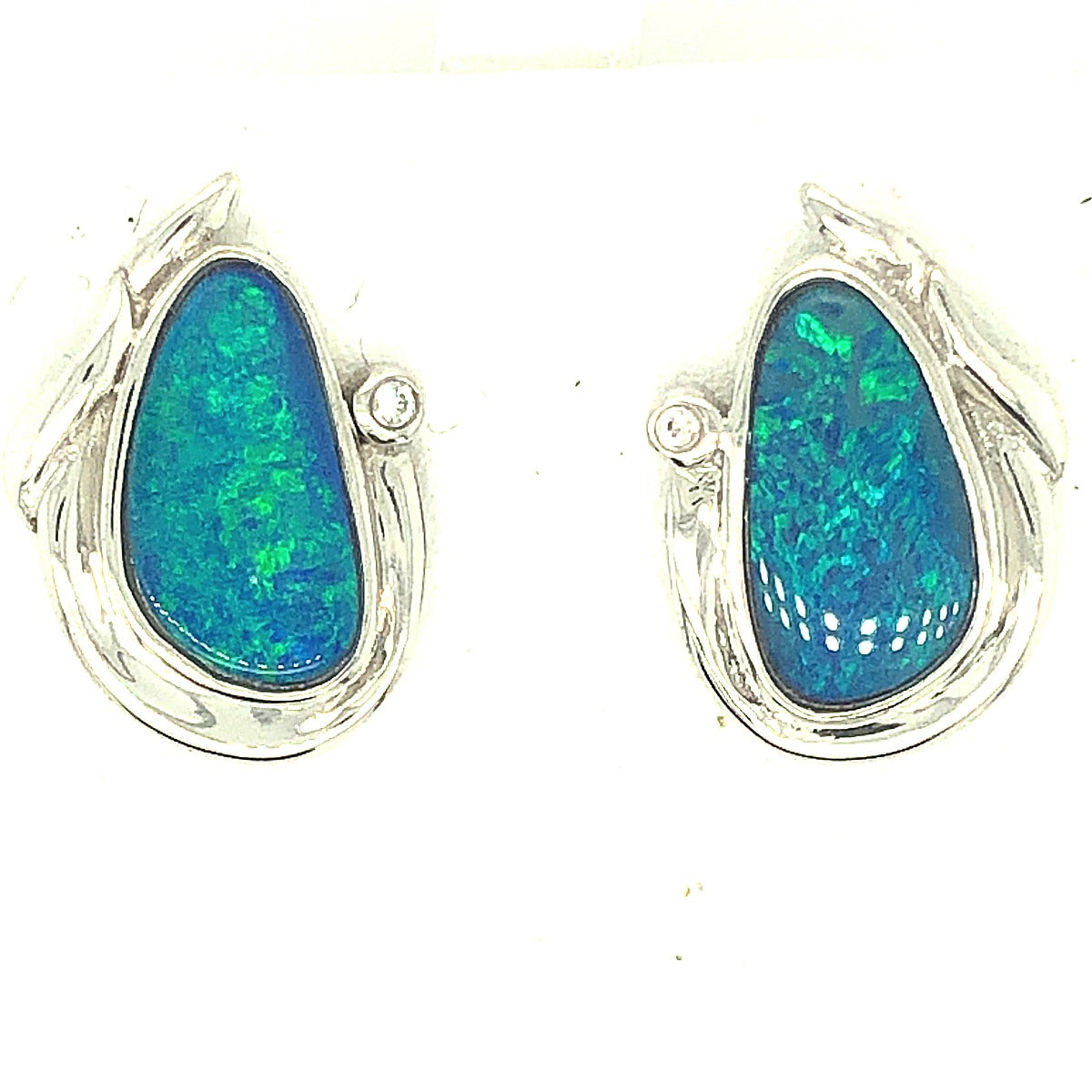 Sterling Silver Doublet Opal  Earrings (ssde15)