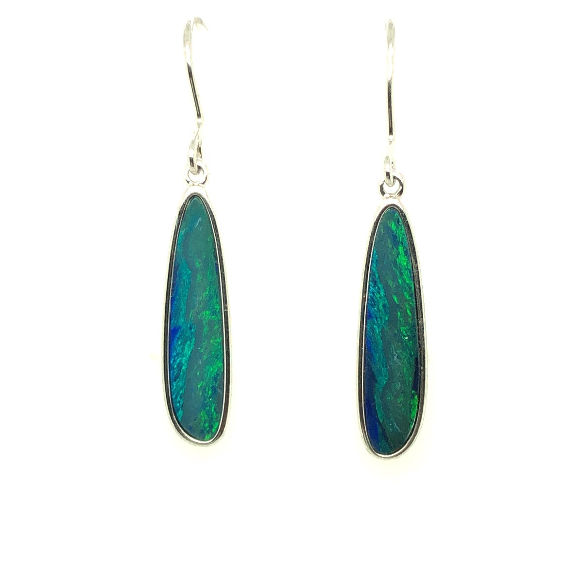 Sterling Silver Doublet Opal Drop Earrings (ssde4)