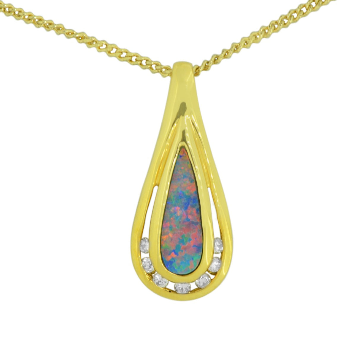 14ct yellow gold doublet opal pendant (dp2)