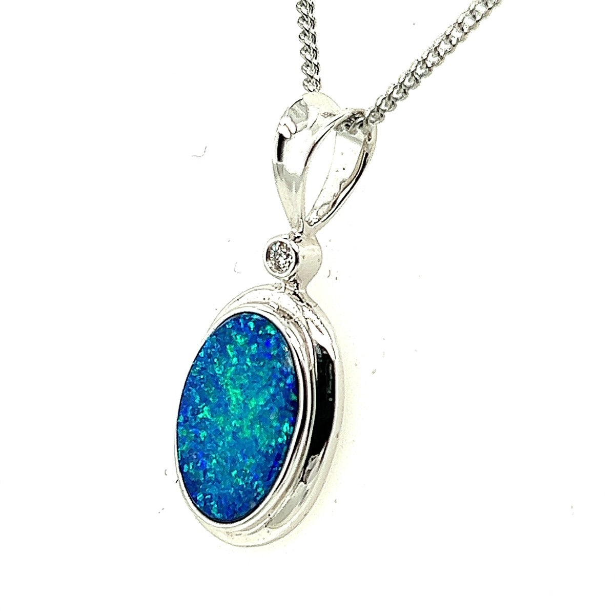 14ct White Gold Doublet Opal Pendant (dp1003)