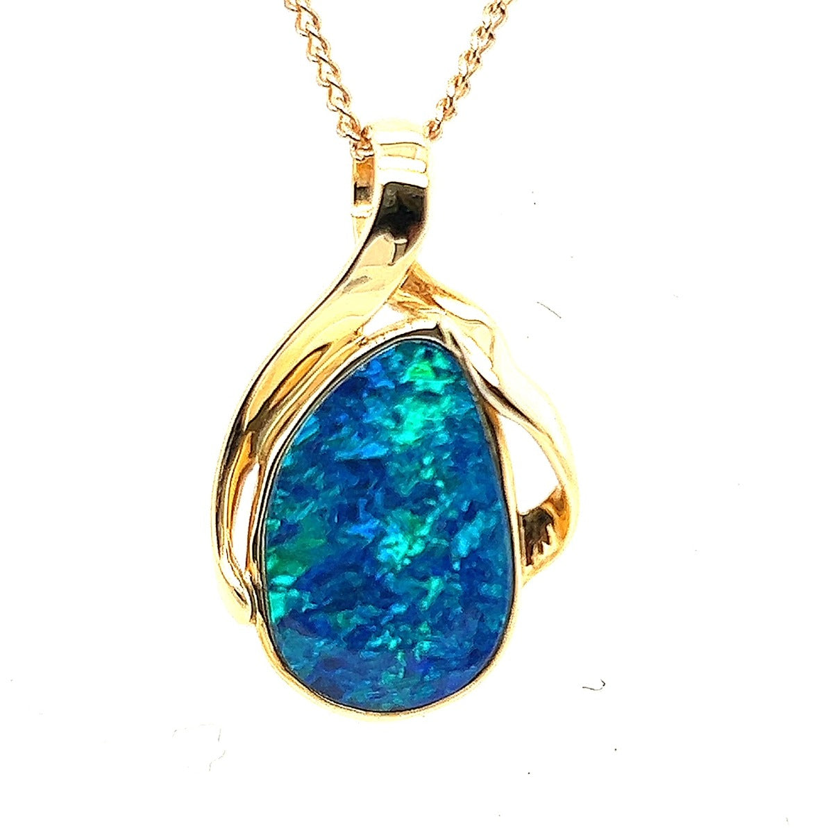 14ct Yellow Gold Doublet Opal Pendant (gdp3504)