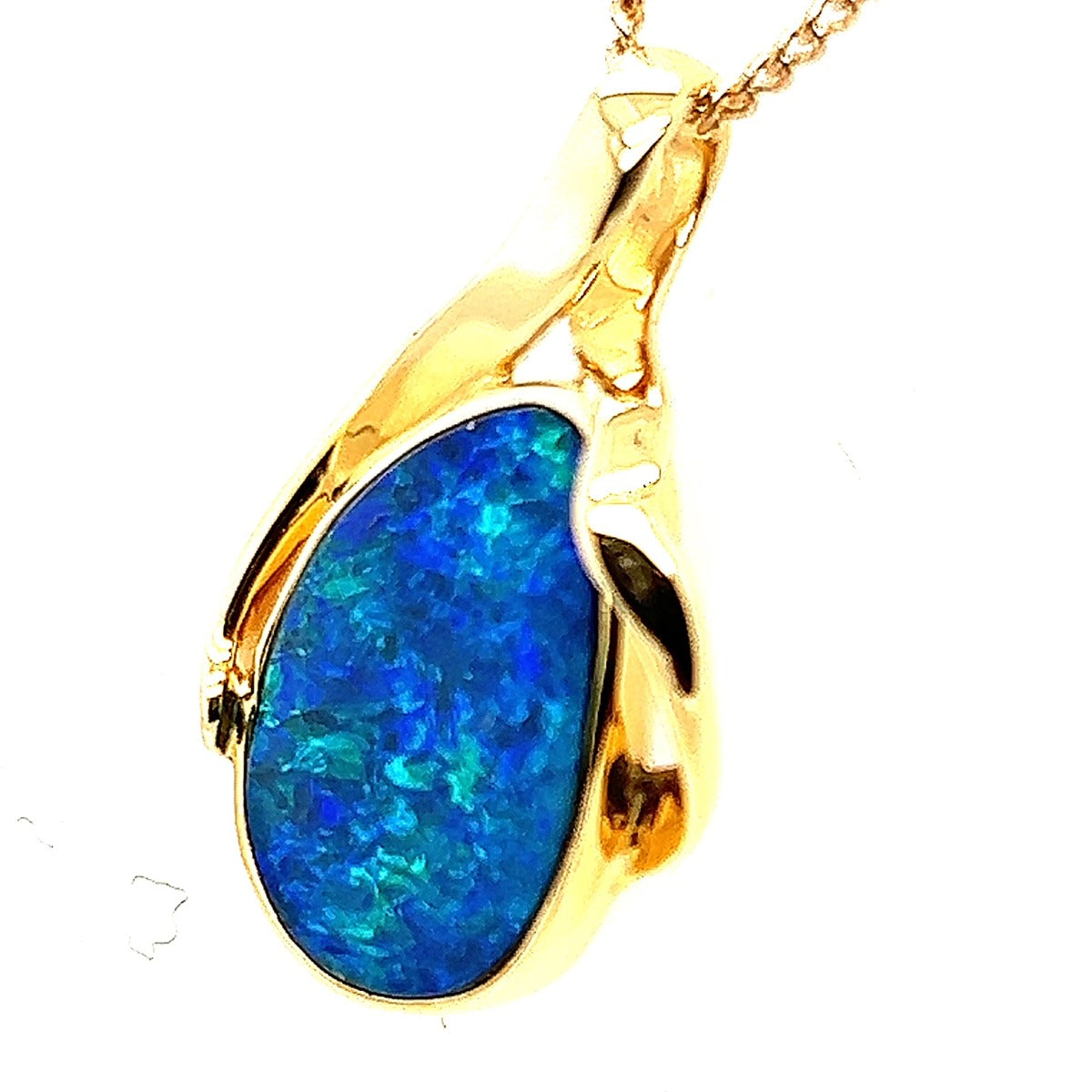 14ct Yellow Gold Doublet Opal Pendant (gdp3504)