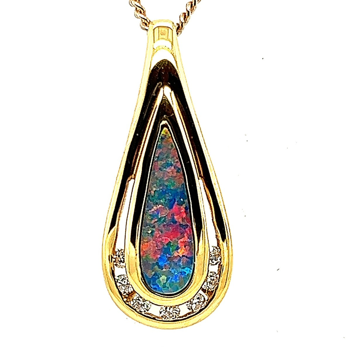 14ct yellow gold doublet opal pendant (dp2)