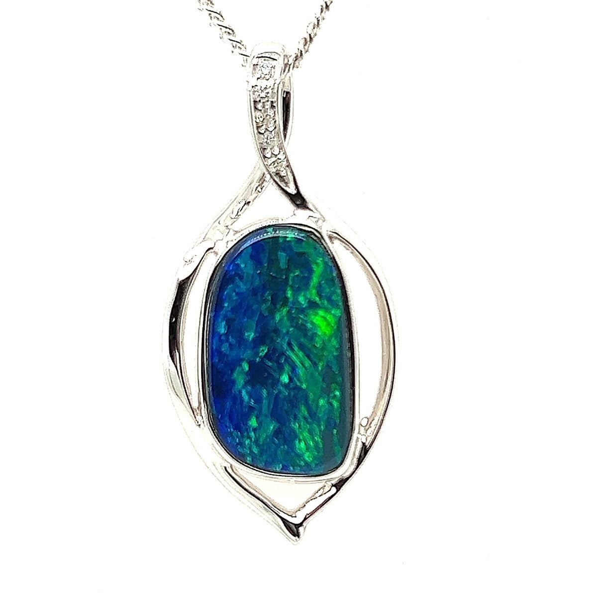 14ct White Gold Doublet Opal Pendant (dp1006)