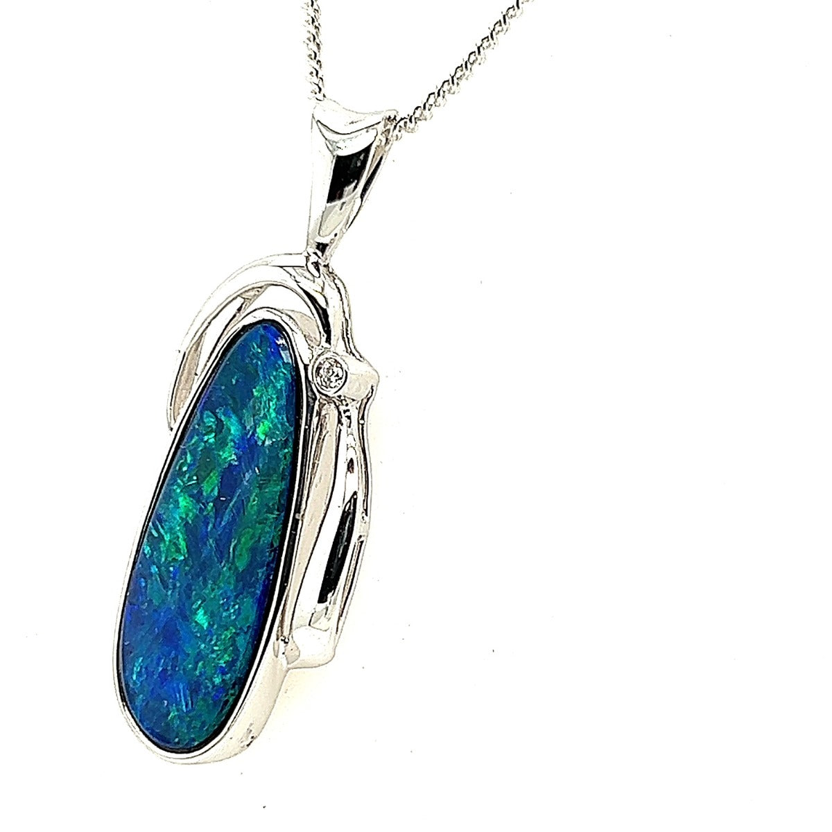 14ct White Gold Doublet Opal Pendant (dp1007)