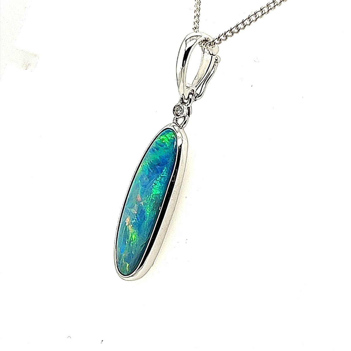 14ct White Gold Doublet Opal Pendant (gdp3502)