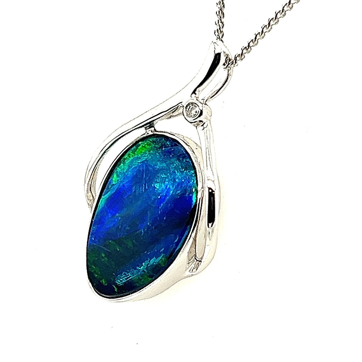 14ct White Gold Doublet Opal Pendant (dp2004)