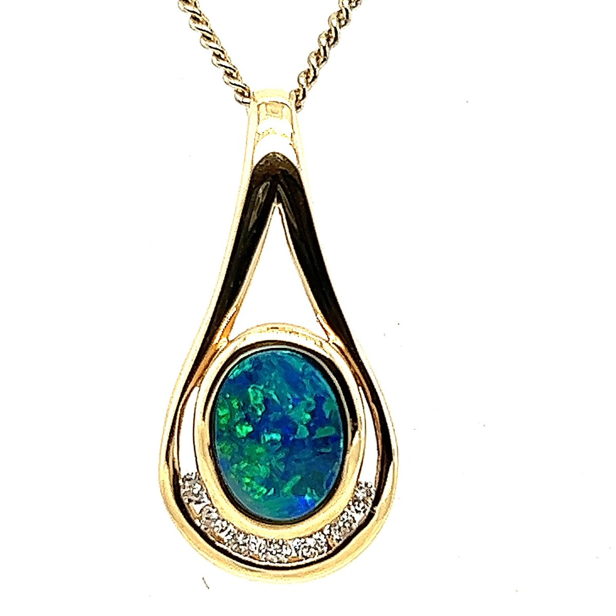 14ct Yellow Gold Doublet Opal Pendant (gdou5)