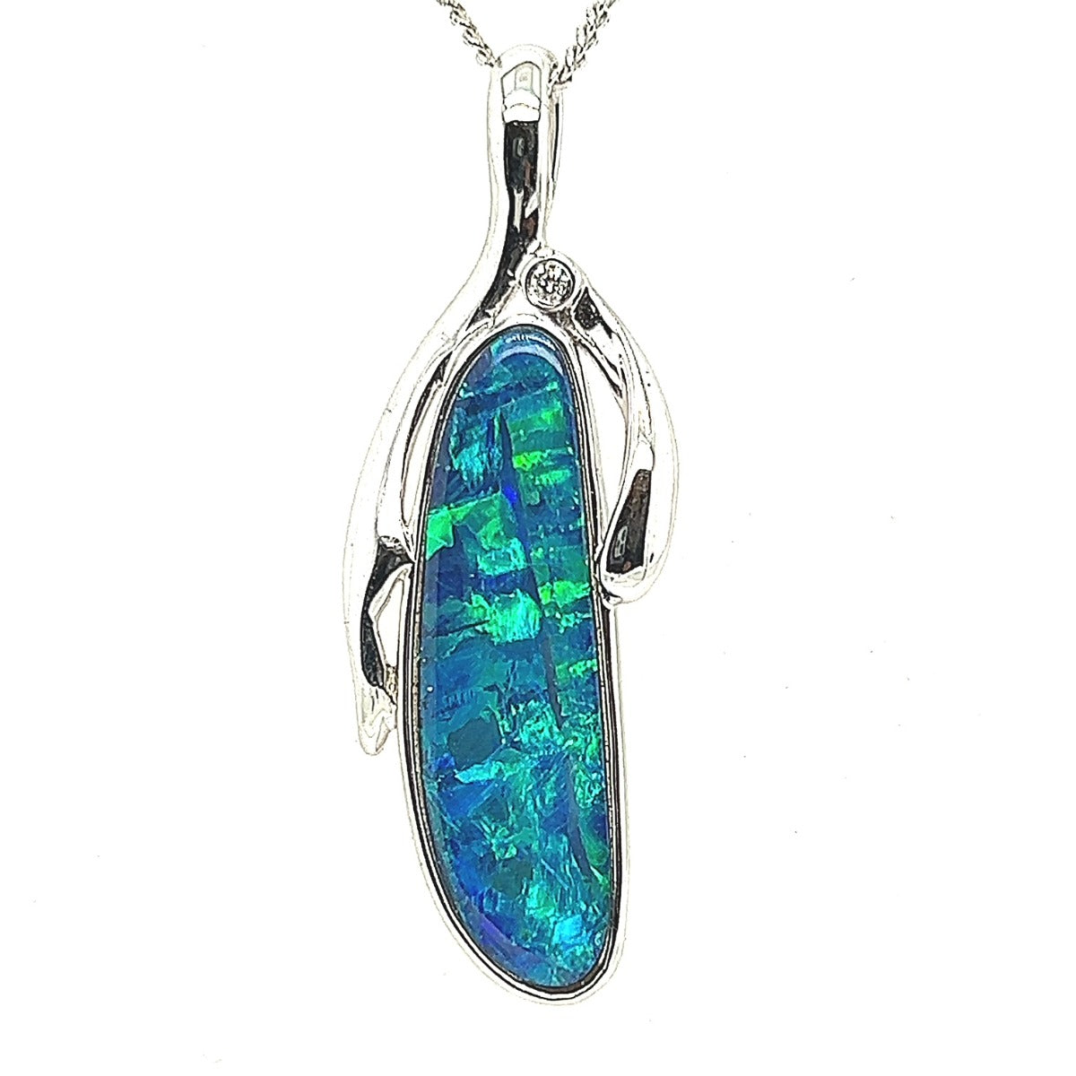 14ct White Gold Doublet Opal Pendant (dp1013)