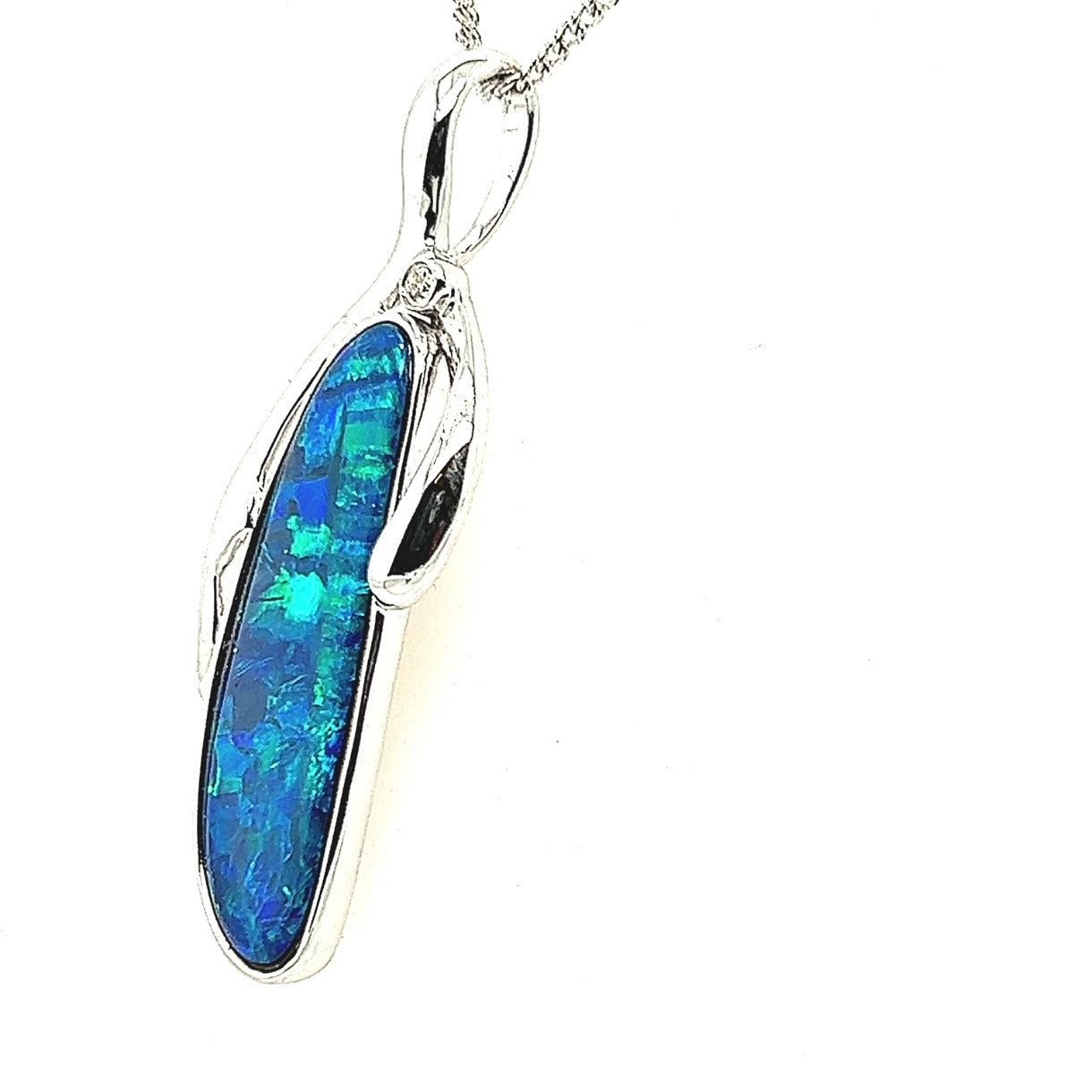 14ct White Gold Doublet Opal Pendant (dp1013)