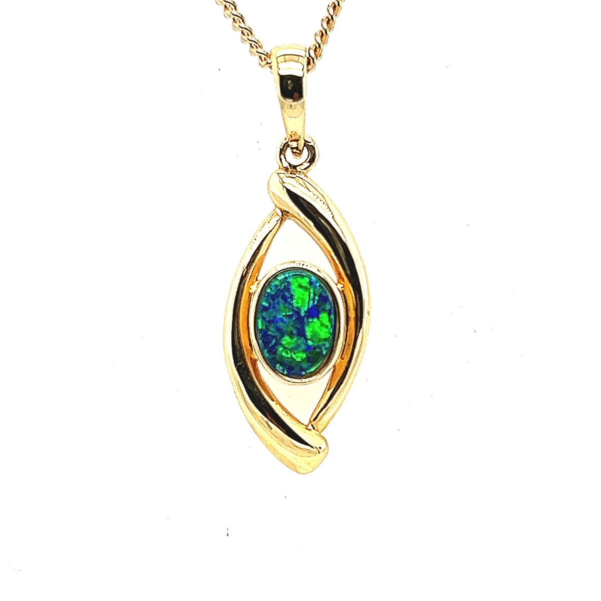 Doublet Opal Pendant set in 14ct Yellow Gold (dp5)