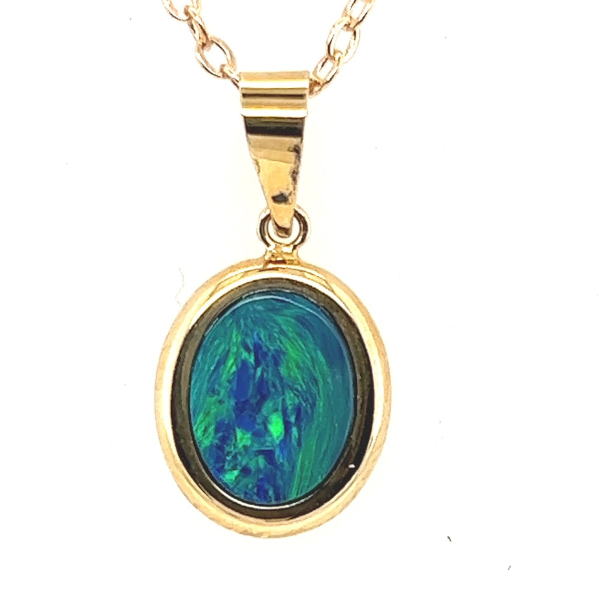 14ct Gold doublet Opal Pendant (dp312)