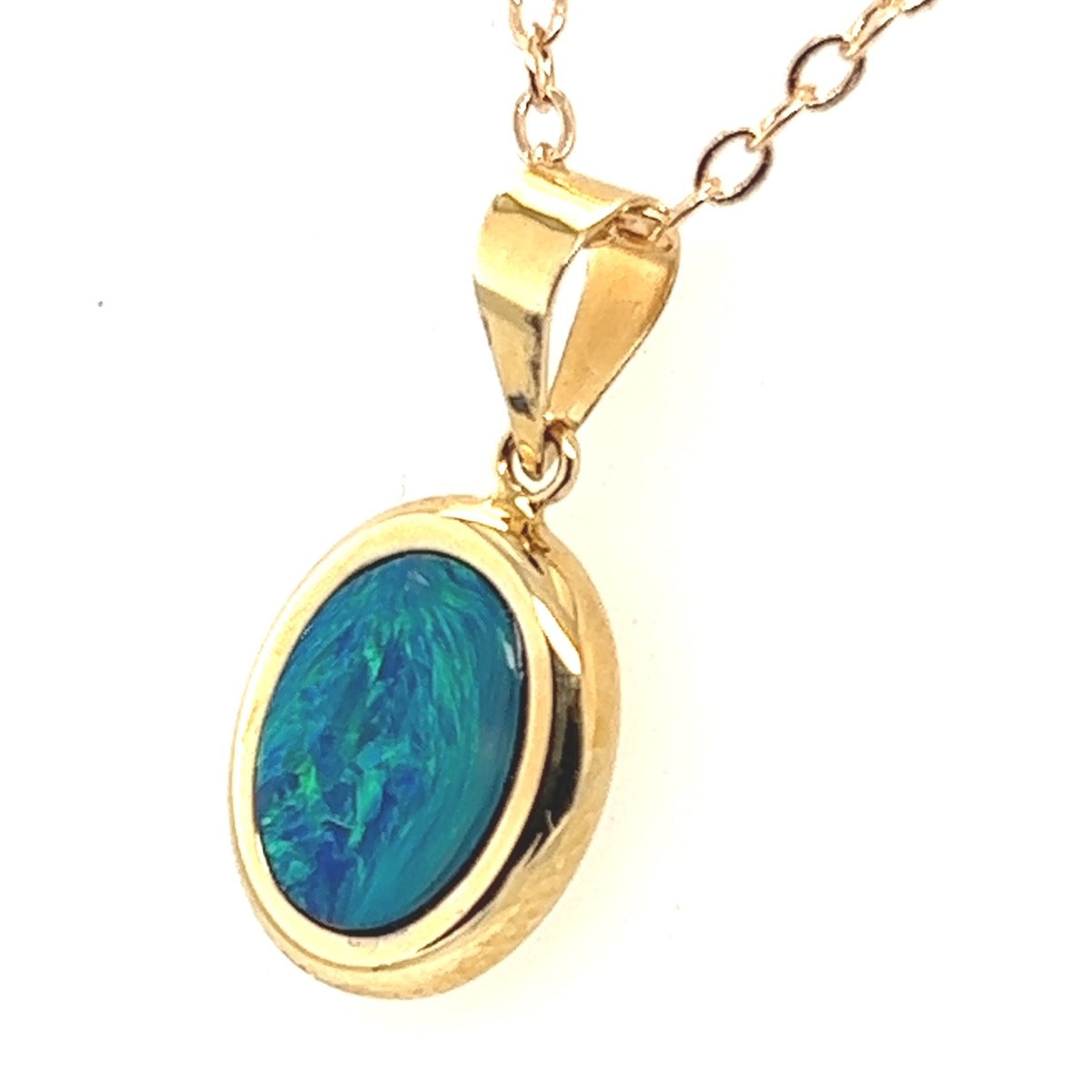 14ct Gold doublet Opal Pendant (dp312)