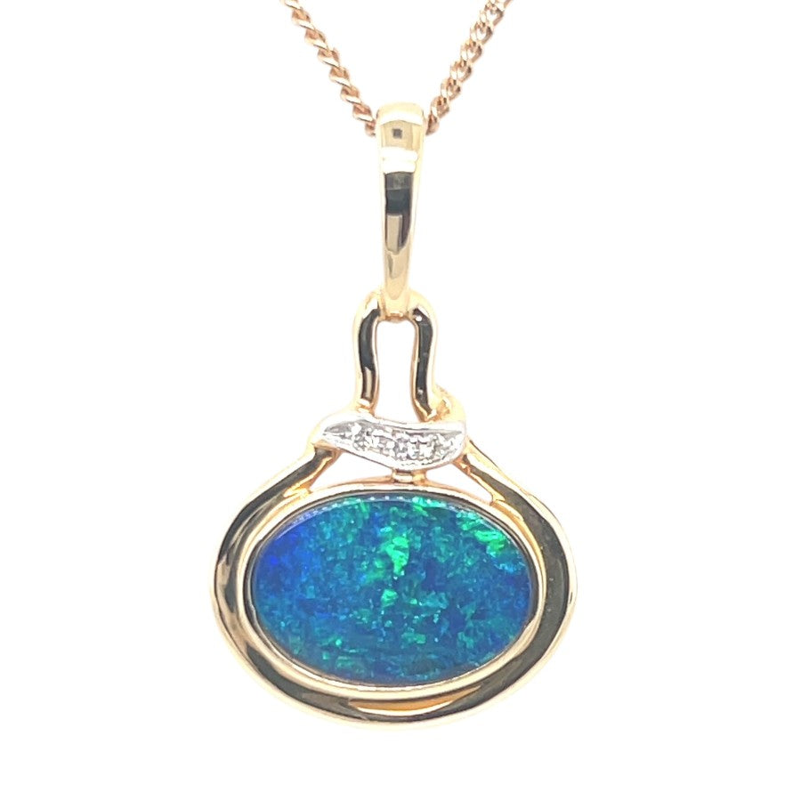 14ct Gold Doublet Opal Pendant (dp813)