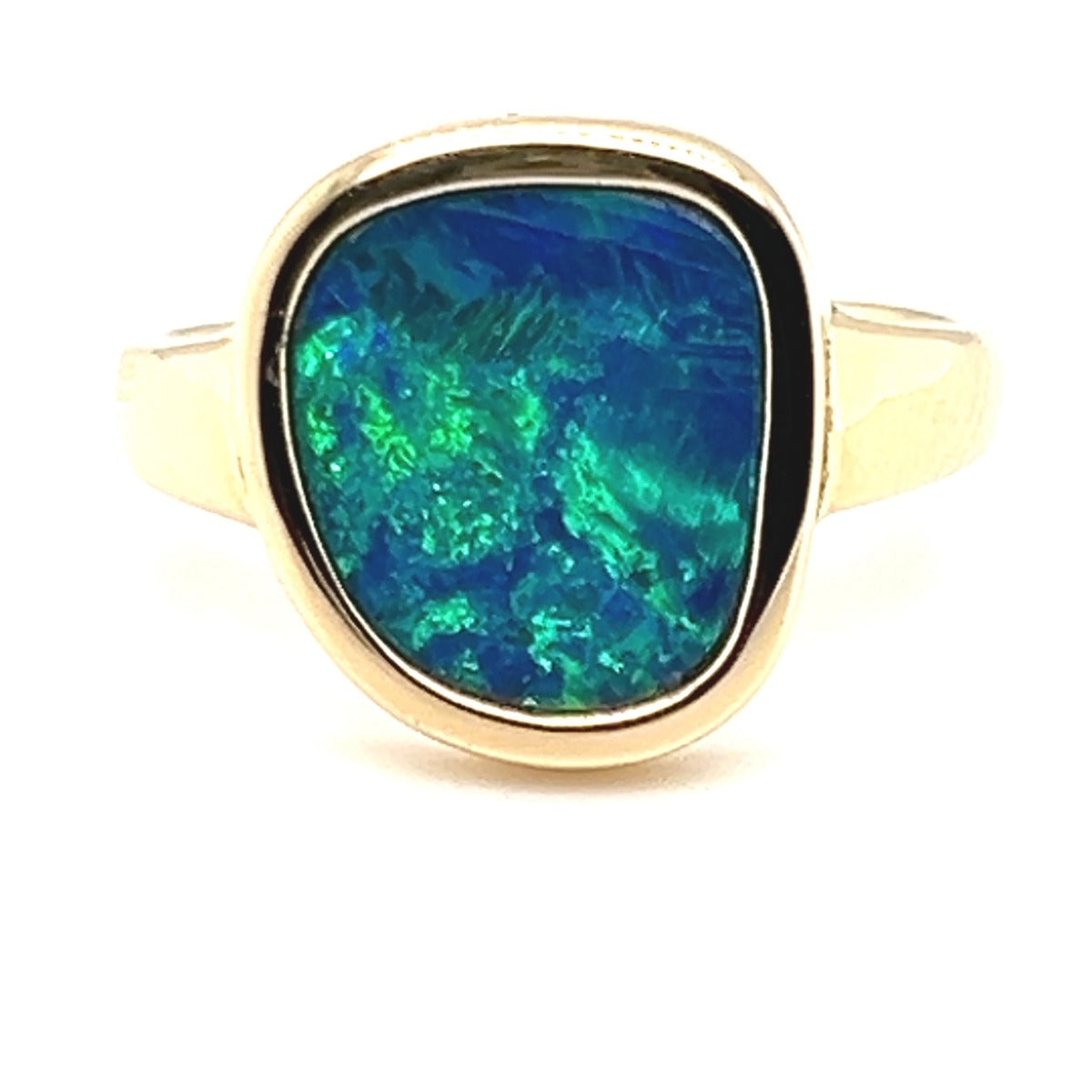 14ct yellow gold doublet opal ring (dr2234)