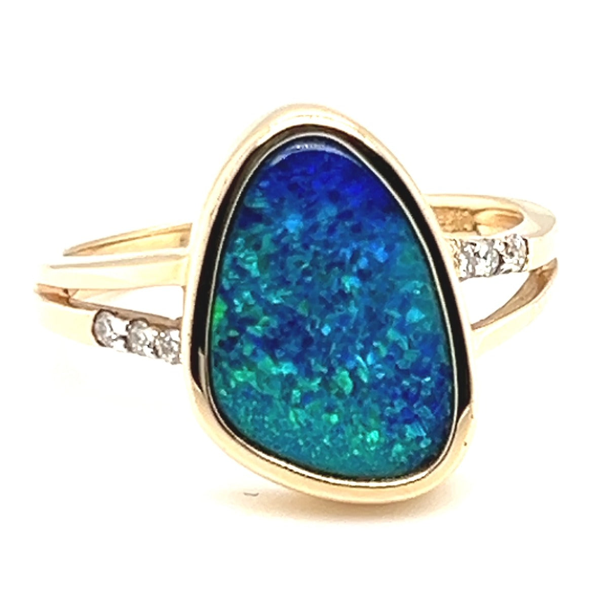 14ct Yellow Gold Doublet Opal Ring (dr795)