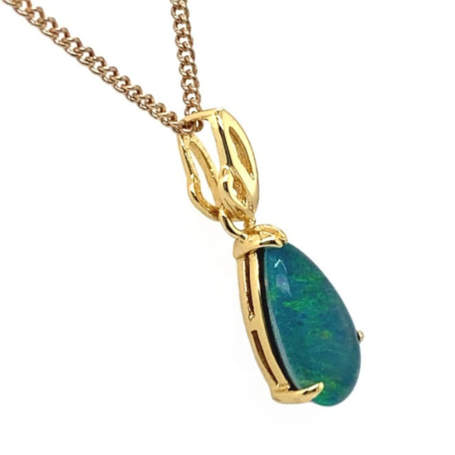 Gold plated tear drop triplet opal pendant (gptp23)