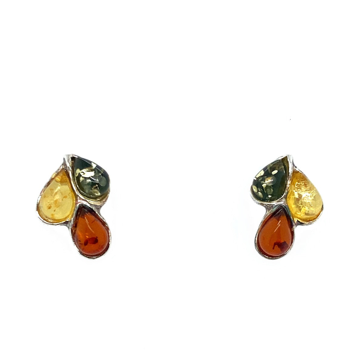 Sterling Sliver Amber Trio Studs (SAE1006)