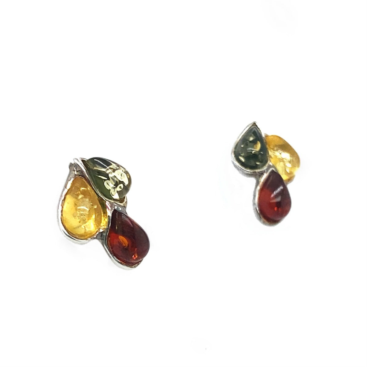 Sterling Sliver Amber Trio Studs (SAE1006)