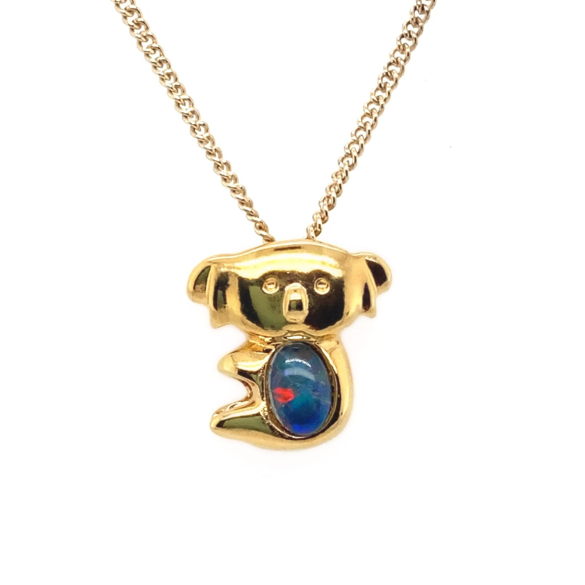 Gold Plated Triplet Opal Koala Pendant