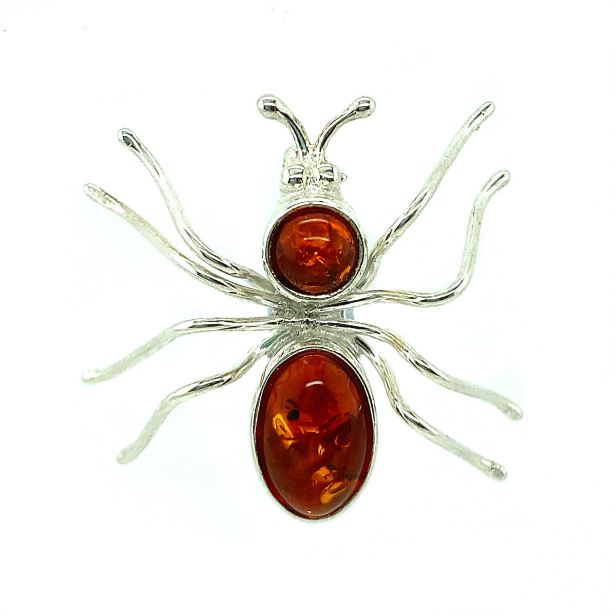 Sterling Silver Amber Ant Brooch