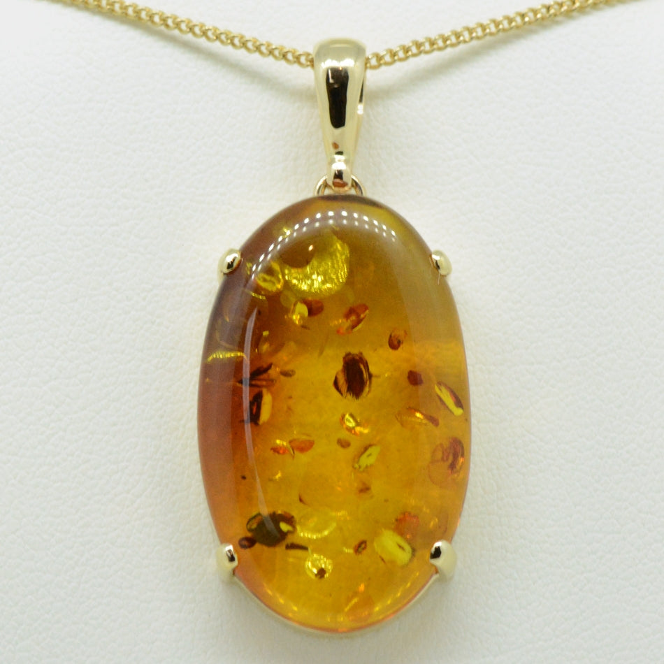 Yellow Gold Amber Pendant