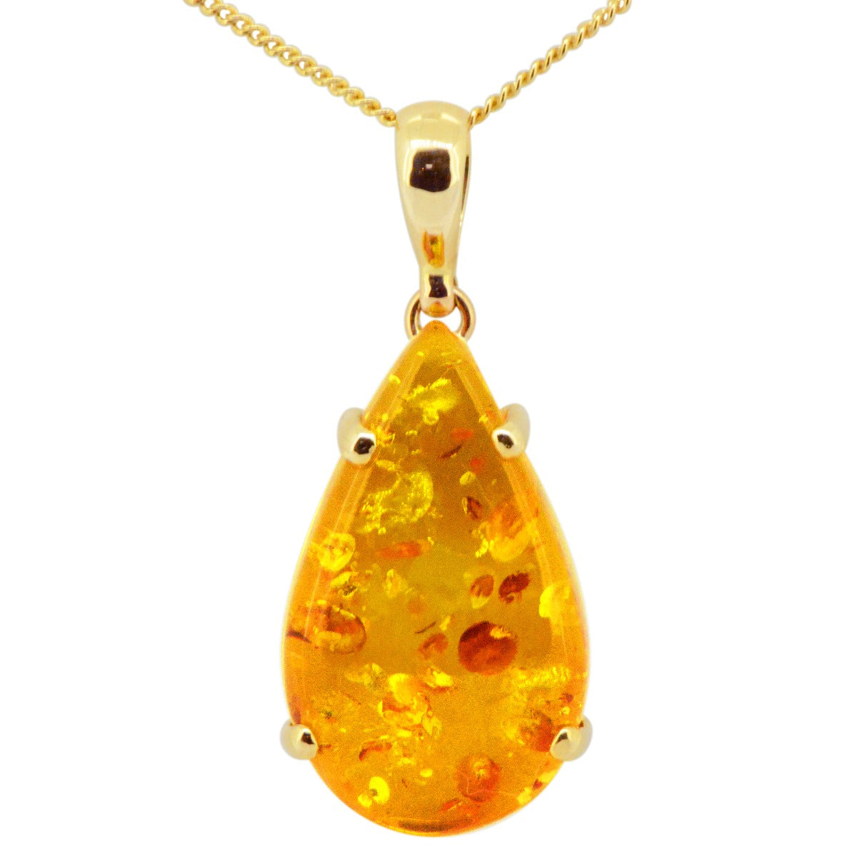 9ct Gold Amber Pendant