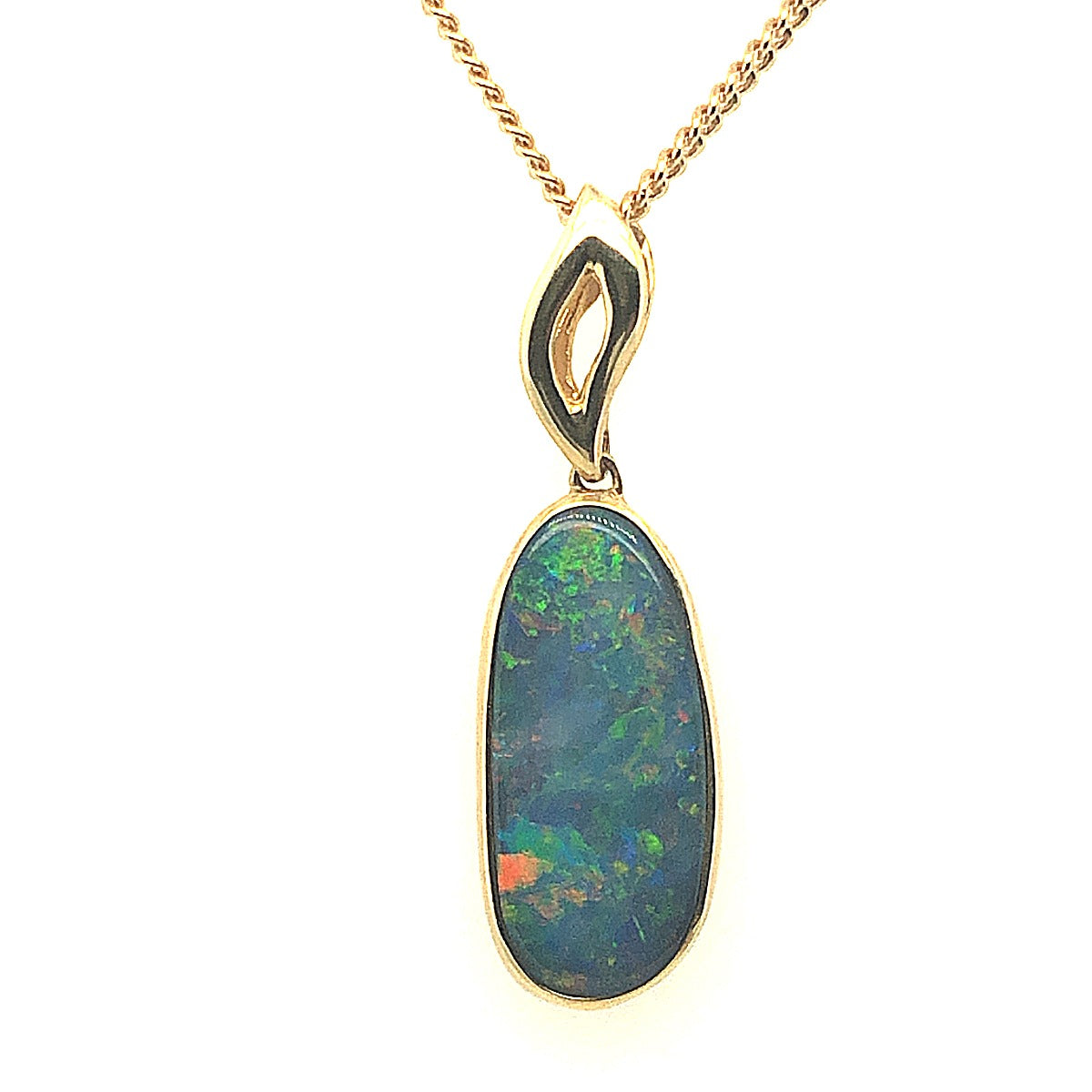 14ct Yellow Gold Doublet Opal Pendant (gdb2)