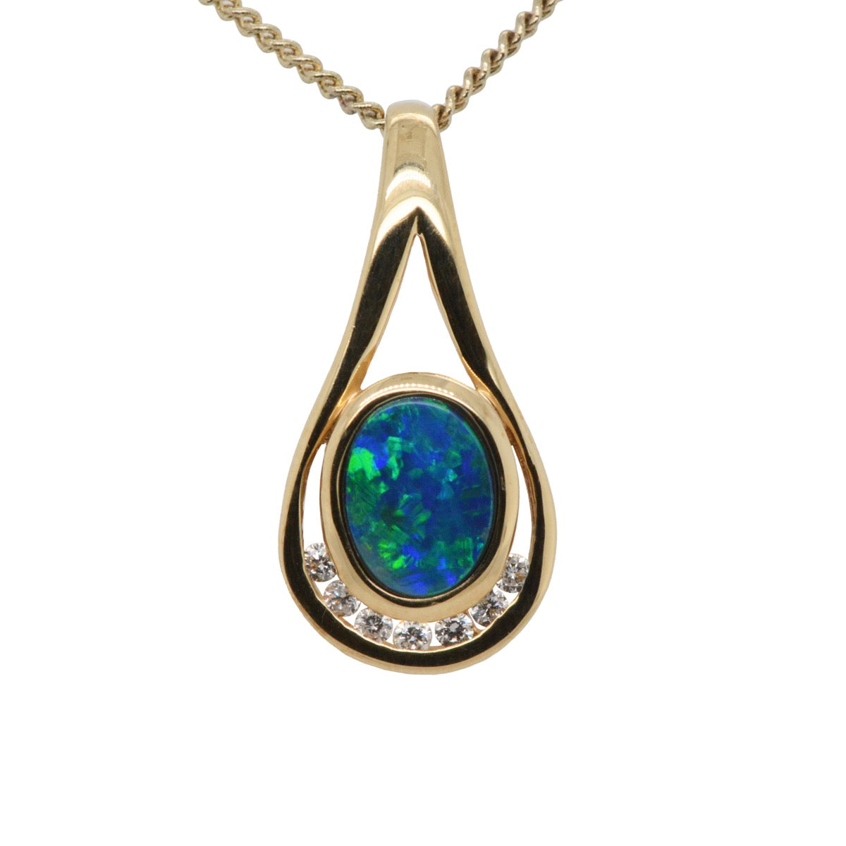 14ct Yellow Gold Doublet Opal Pendant (gdou5)