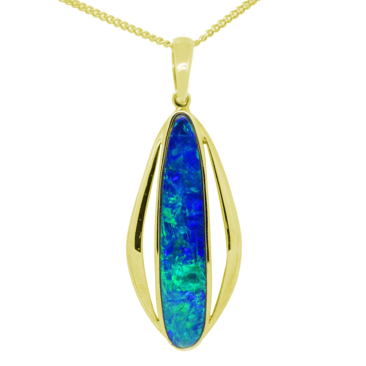 14K Gold Doublet Opal Pendant (gdp7186)