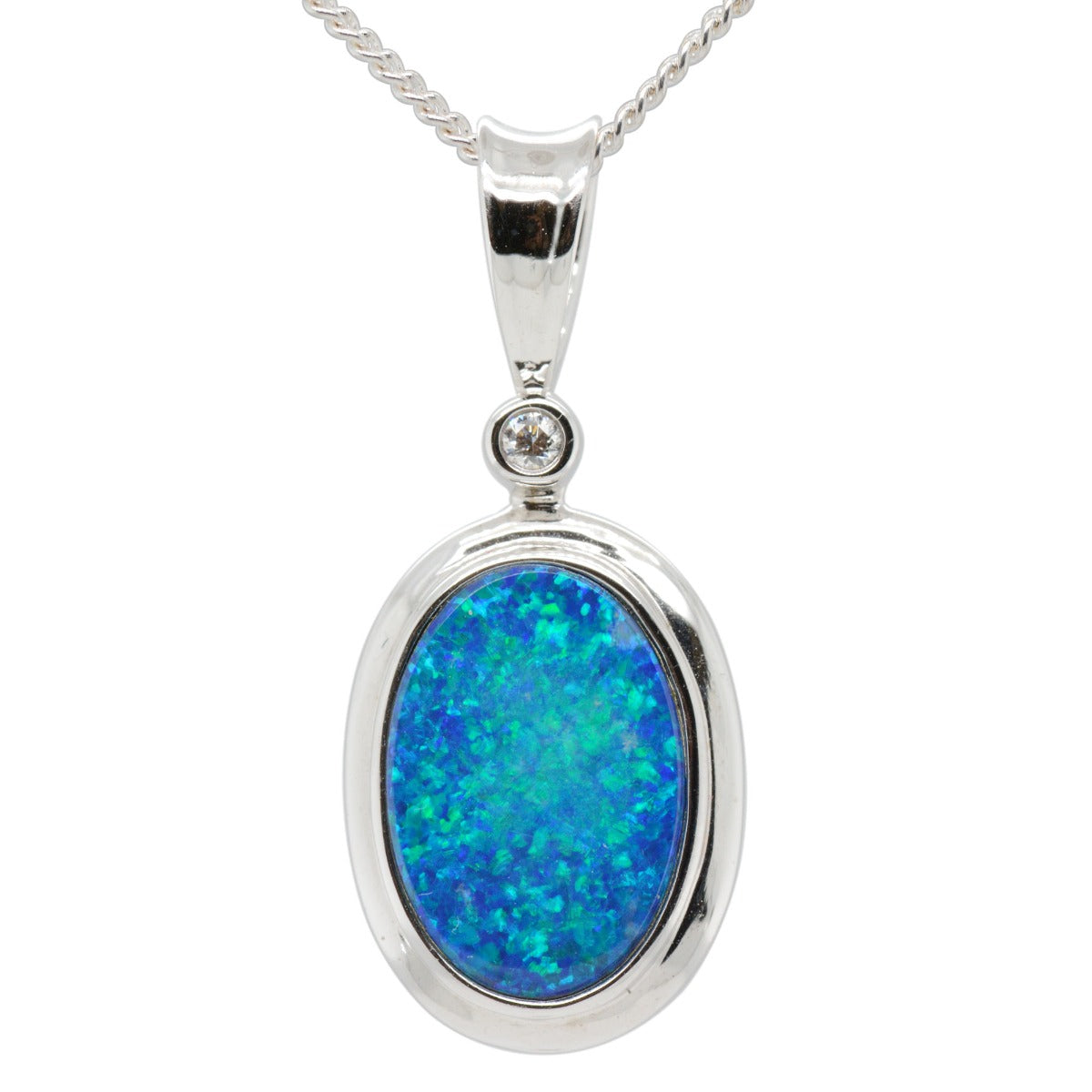 14ct White Gold Doublet Opal Pendant (dp1003)