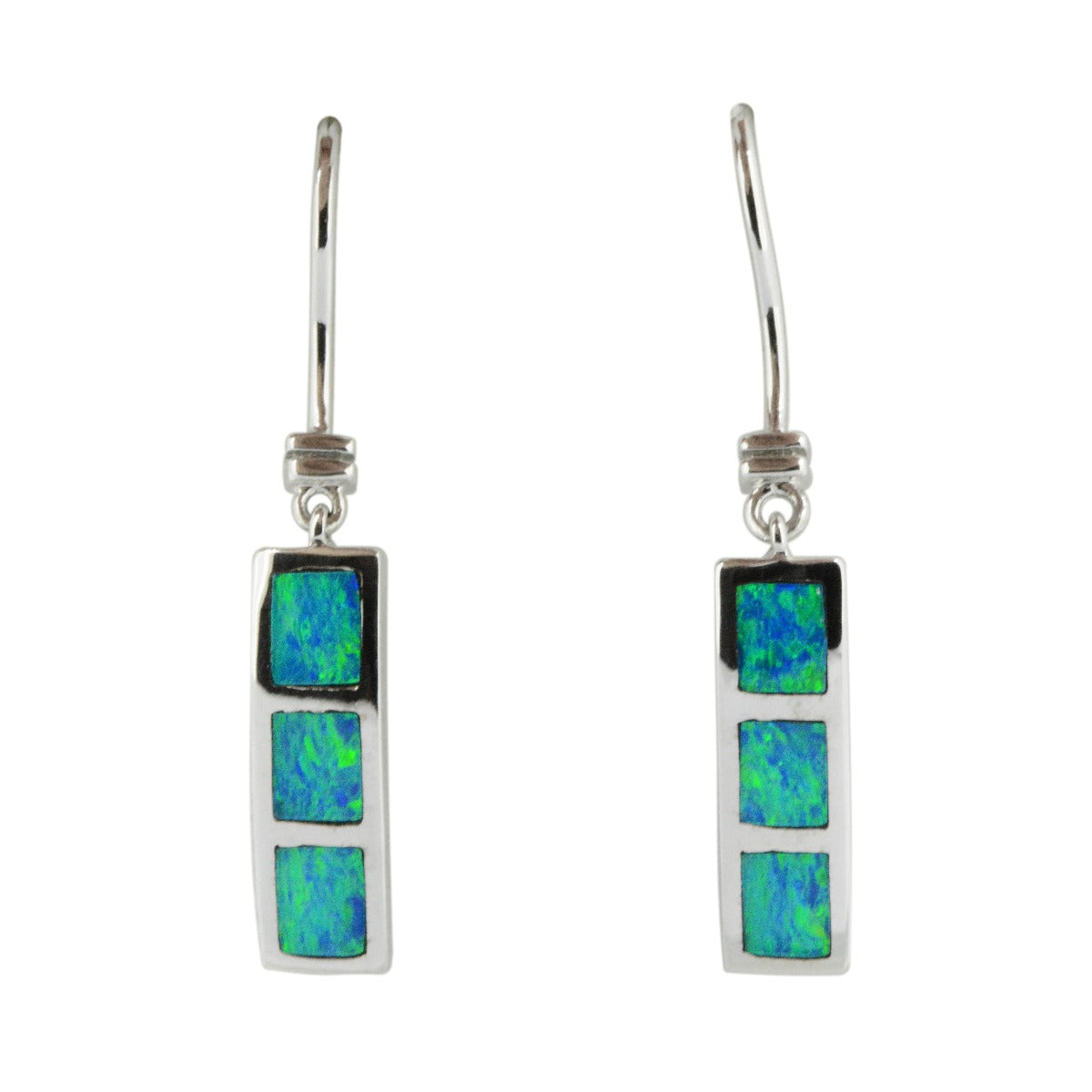 HANGING 14ct WHITE GOLD INLAID OPAL EARRINGS