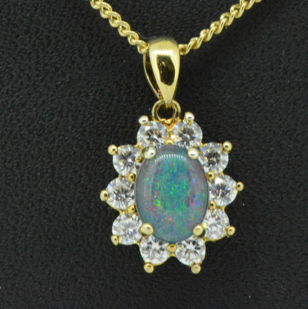 Gold plated sterling silver triplet opal pendant (8x6)