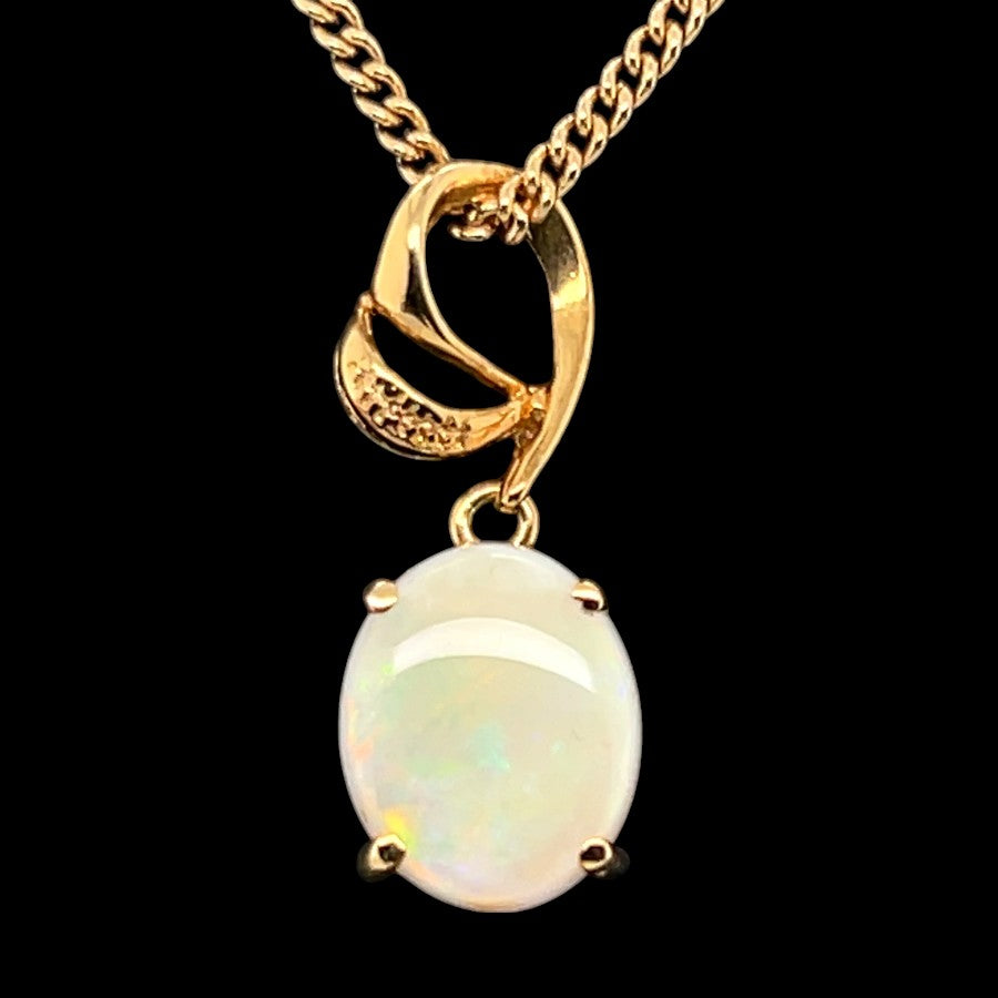 Gold Plated Sterling Silver Solid Opal Pendant (gpsp340)