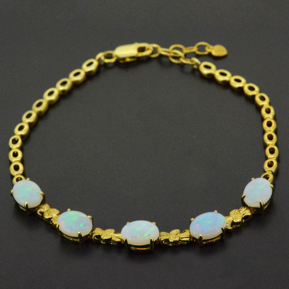 Gold Plated Solid Crystal Opal Bracelet (gpsb7487)