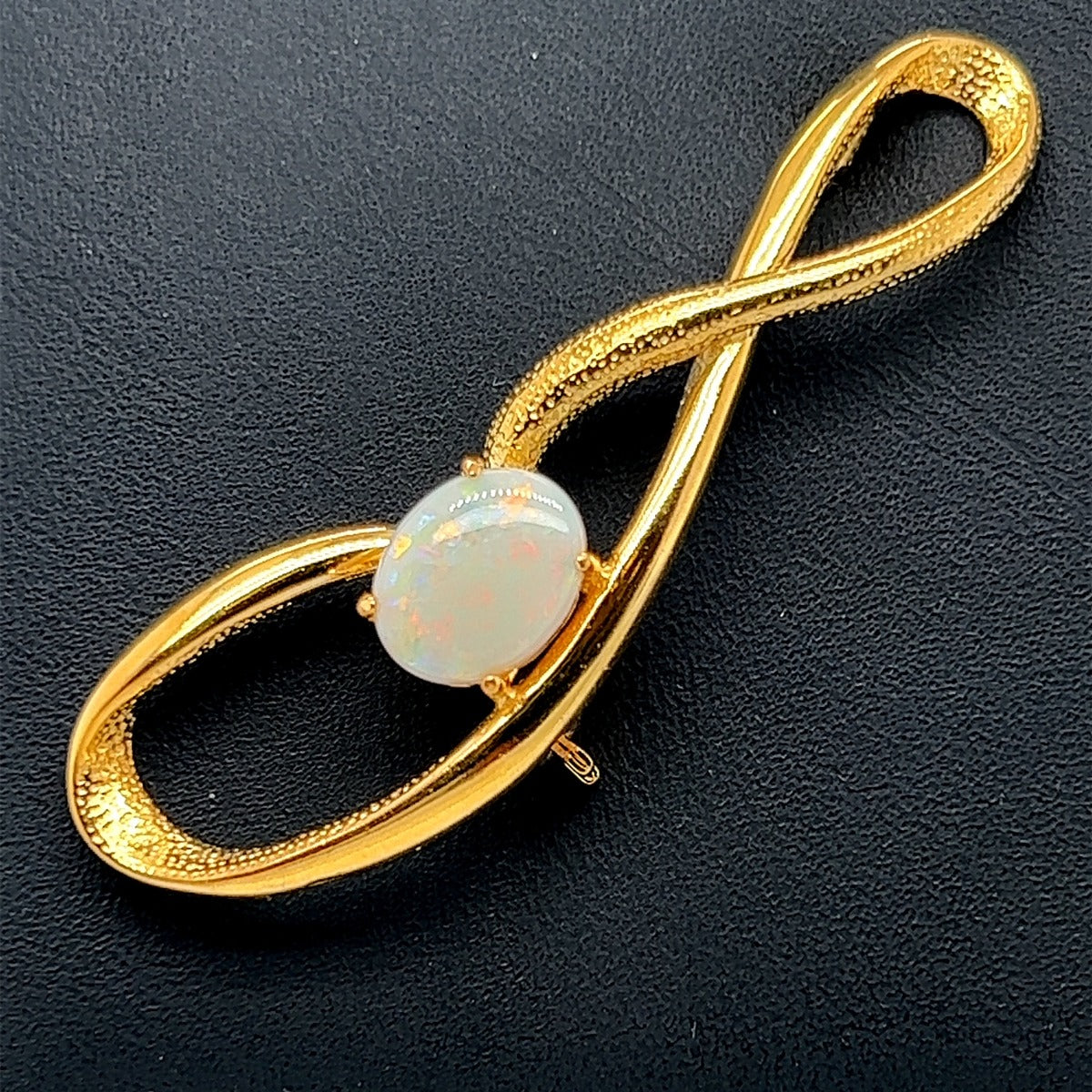 Gold Plated Solid Opal Brooch (10x8mm)