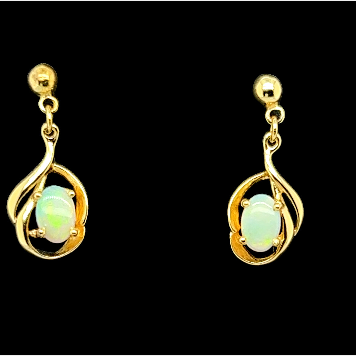 Gold Plated Claw Set Opal Earrings (gpse1002)